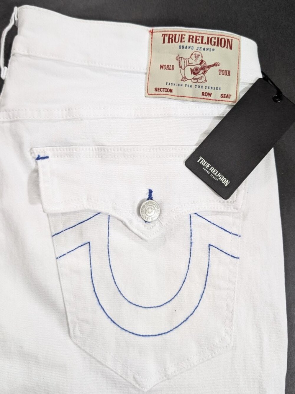 $164 True Religion Jeans Men's Size 36x34 Optic White Ricky Relaxed Straight